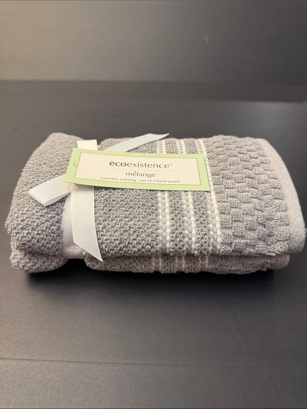 2pc Ecoexistence Melange Waffle Weave Bath Hand Towel Set - Waterless Coloring